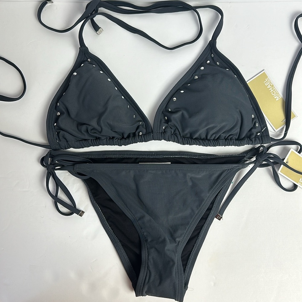 Michael Kors Gunmetal Cruise Bikini set gray size M